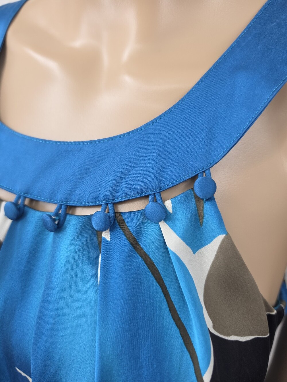 Silk The Limited Blue Abstract Print Sleeveless Midi Dresd - Picture 5 of 11